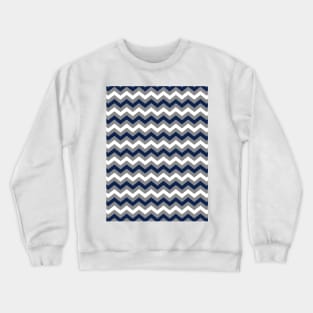 Navy Blue, Grey and White Chevron Zigzag Pattern Crewneck Sweatshirt